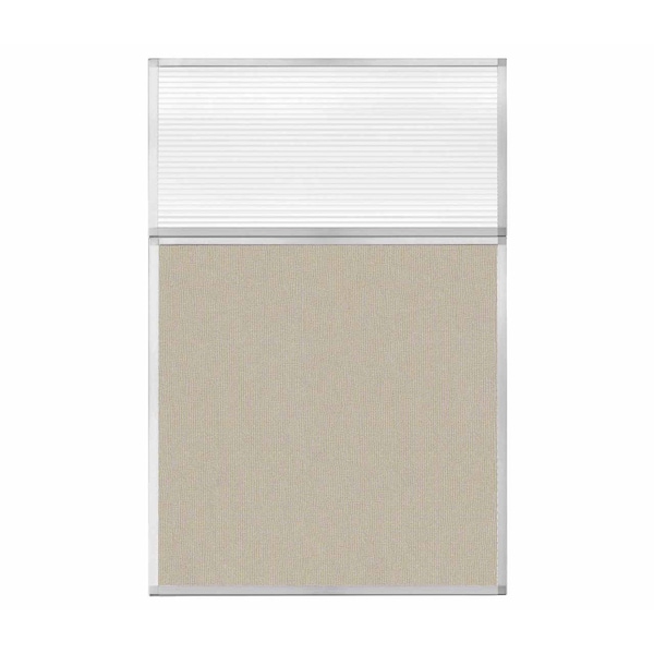 Hush Panel Configurable Cubicle Partition 4' x 6' W/ Window Sand Fabric Clear Fluted Window